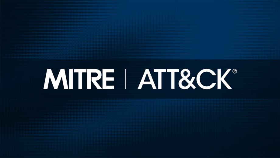 MITRE ATT&CK logo on a blue abstract background